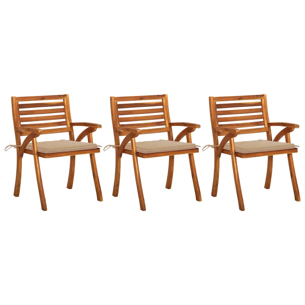 vidaXL Patio Dining Chairs Outdoor Patio Chair with Cushions Solid Wood Acacia-36