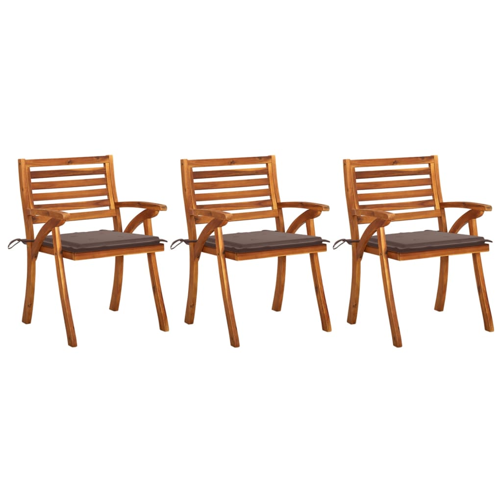 vidaXL Patio Dining Chairs Outdoor Patio Chair with Cushions Solid Wood Acacia-58