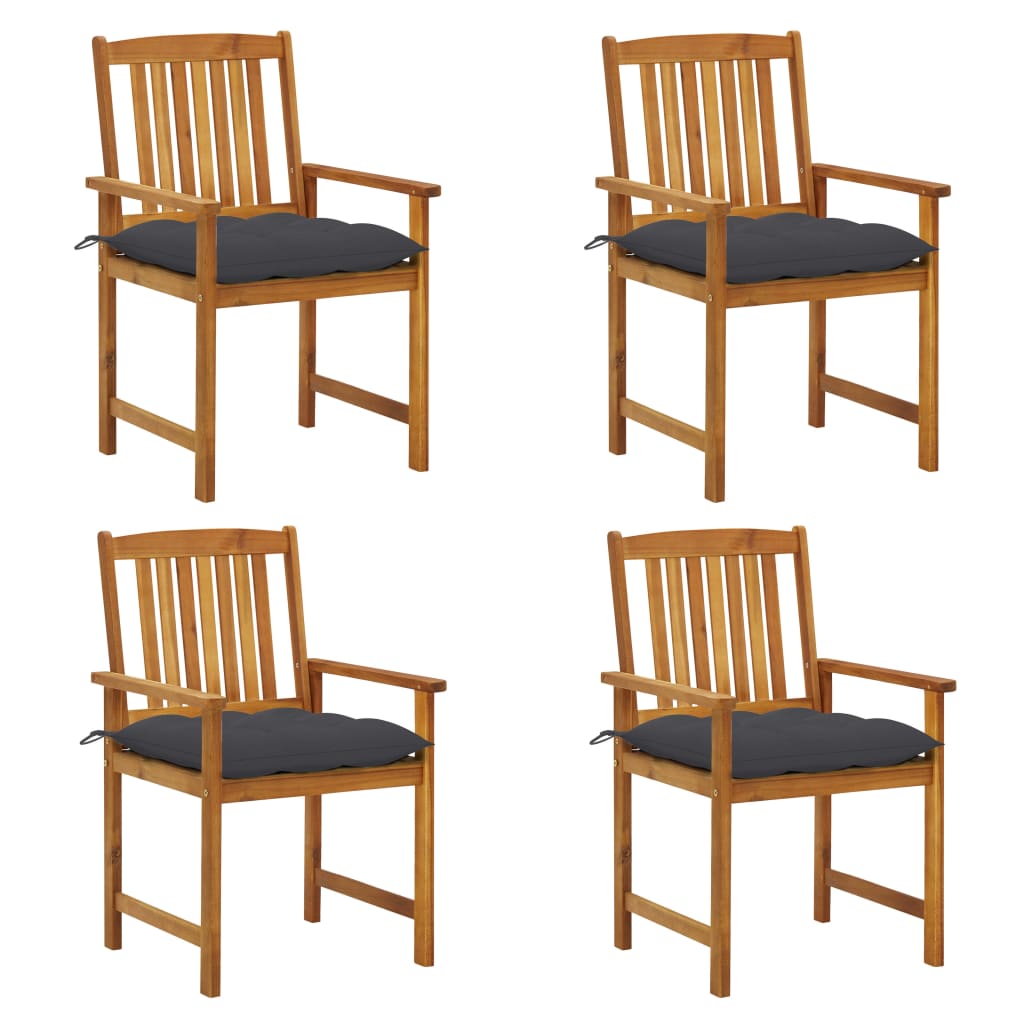 vidaXL Patio Chairs Outdoor Patio Dining Chair with Cushions Solid Wood Acacia-75