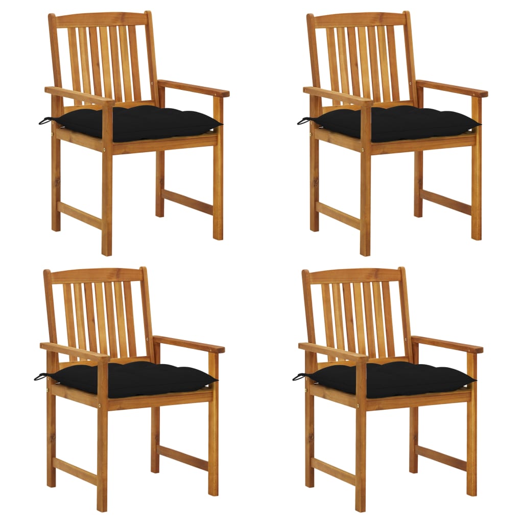 vidaXL Patio Chairs Outdoor Patio Dining Chair with Cushions Solid Wood Acacia-4