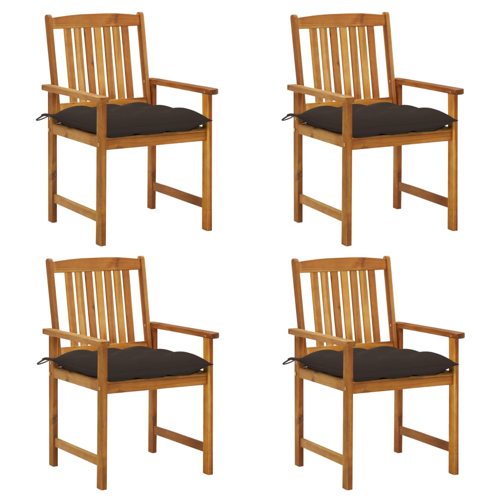 vidaXL Patio Chairs Outdoor Patio Dining Chair with Cushions Solid Wood Acacia-63