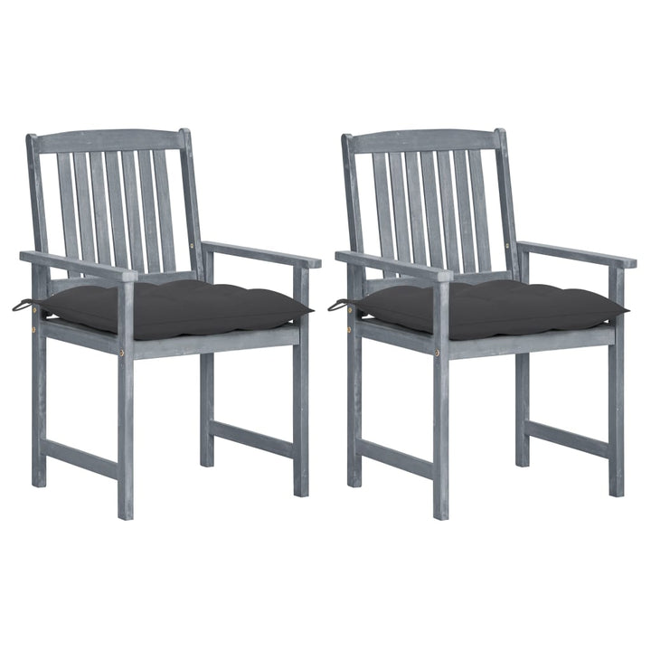 vidaXL Patio Chairs Outdoor Dining Chair with Cushions Gray Solid Wood Acacia-43