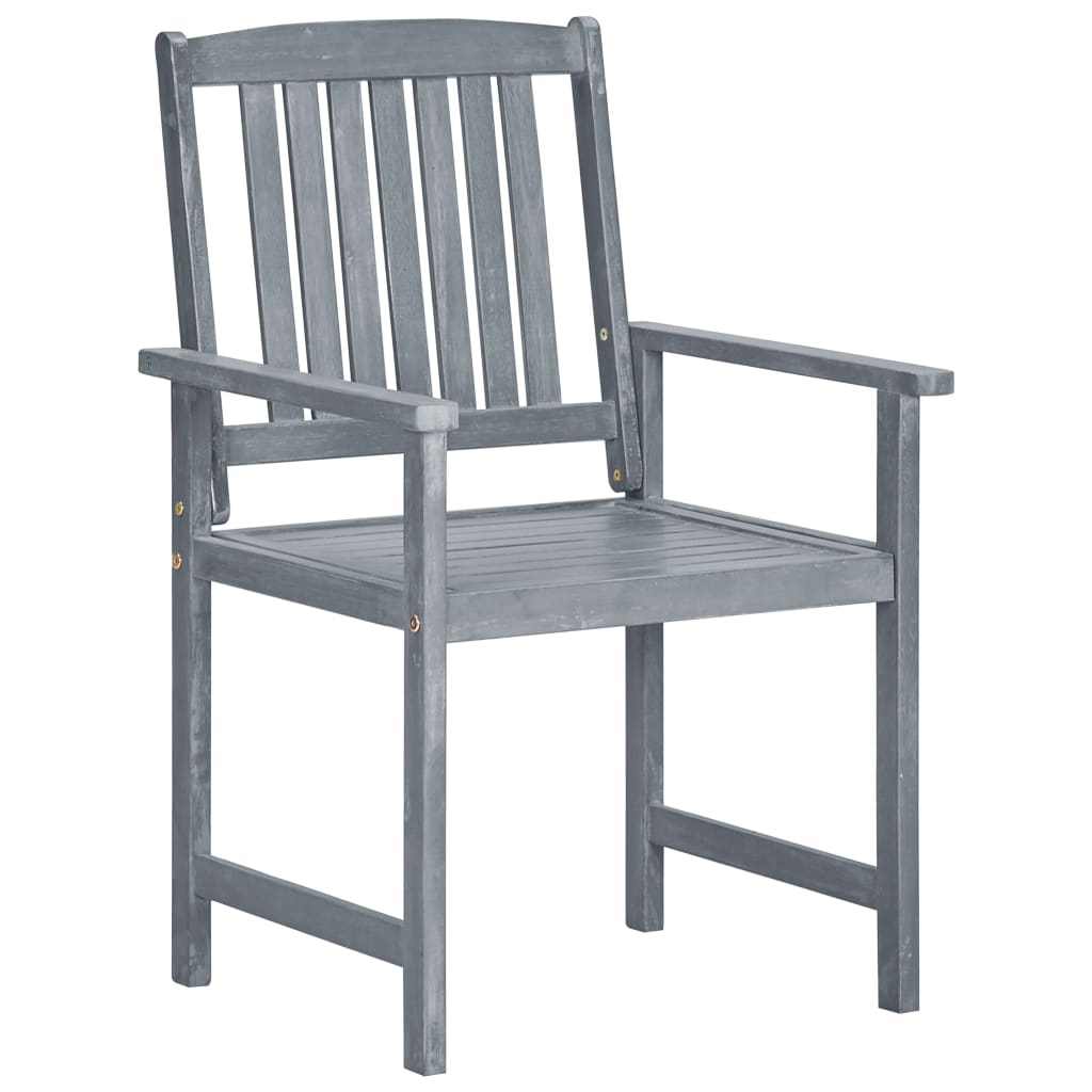 vidaXL Patio Chairs Outdoor Dining Chair with Cushions Gray Solid Wood Acacia-14