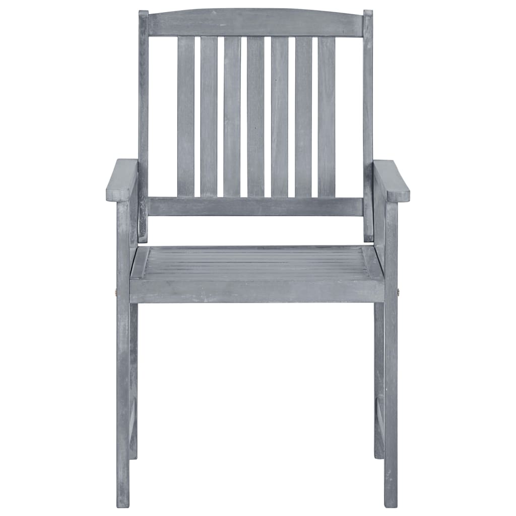 vidaXL Patio Chairs Outdoor Dining Chair with Cushions Gray Solid Wood Acacia-0