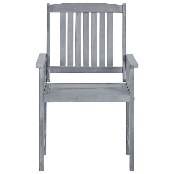 vidaXL Patio Chairs Outdoor Dining Chair with Cushions Gray Solid Wood Acacia-0