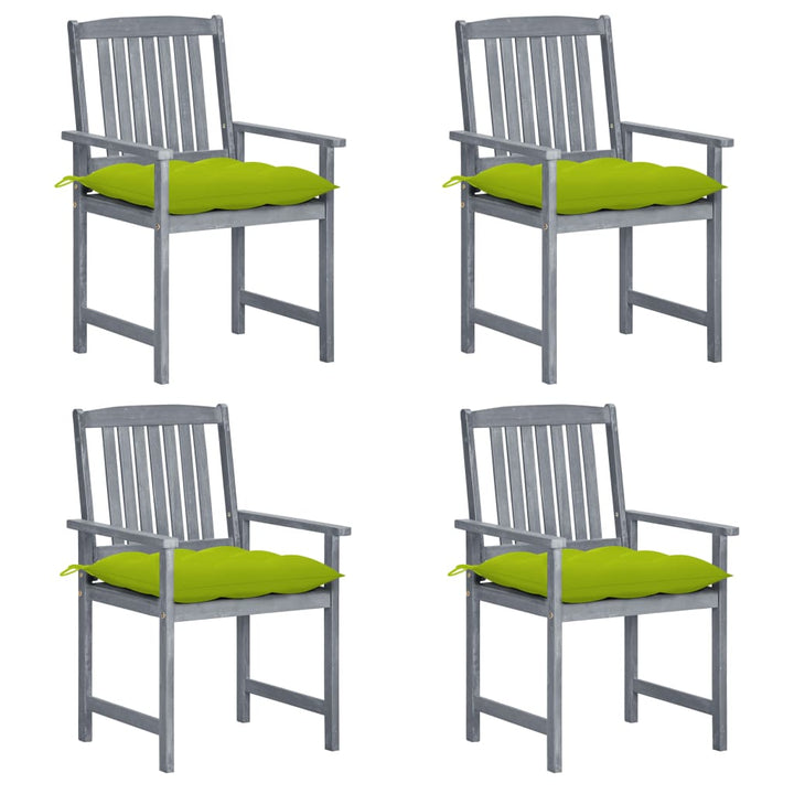 vidaXL Patio Chairs Outdoor Dining Chair with Cushions Gray Solid Wood Acacia-24