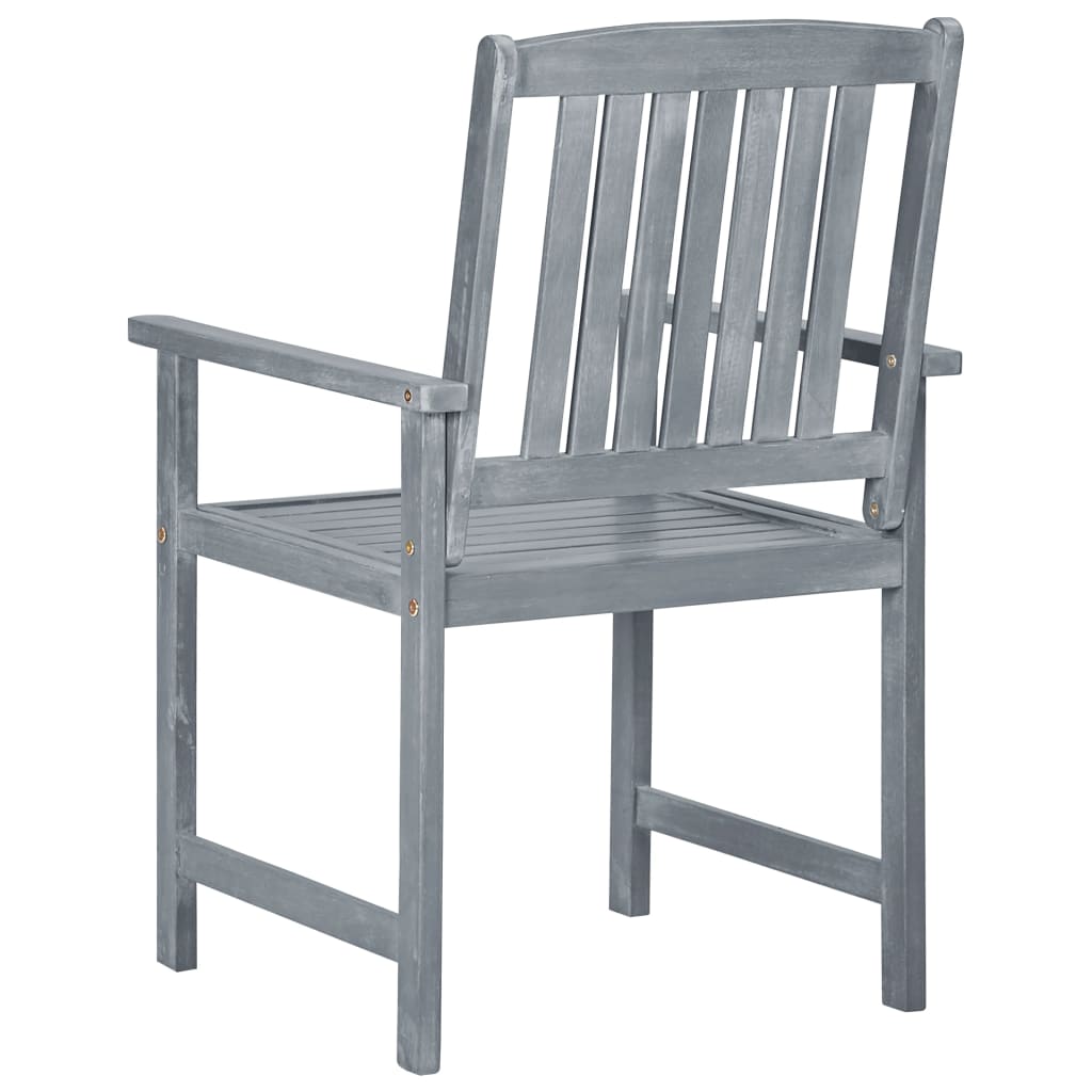 vidaXL Patio Chairs Outdoor Dining Chair with Cushions Gray Solid Wood Acacia-30