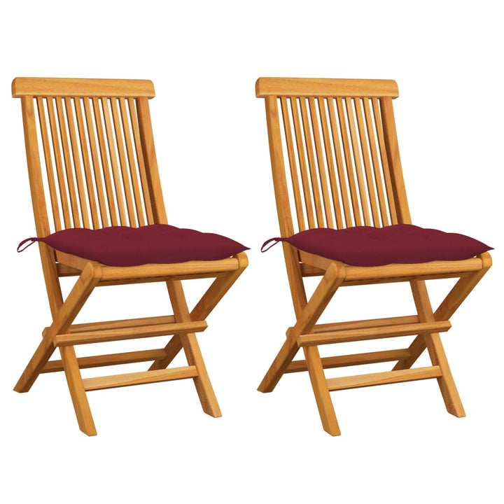 vidaXL Patio Chairs Outdoor Bistro Folding Chair with Cushions Solid Wood Teak-60