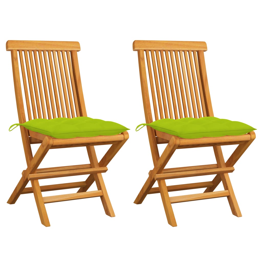 vidaXL Patio Chairs Outdoor Bistro Folding Chair with Cushions Solid Wood Teak-104
