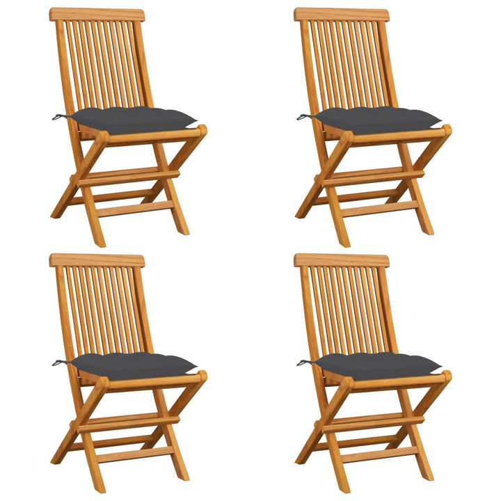 vidaXL Patio Chairs Outdoor Bistro Folding Chair with Cushions Solid Wood Teak-24