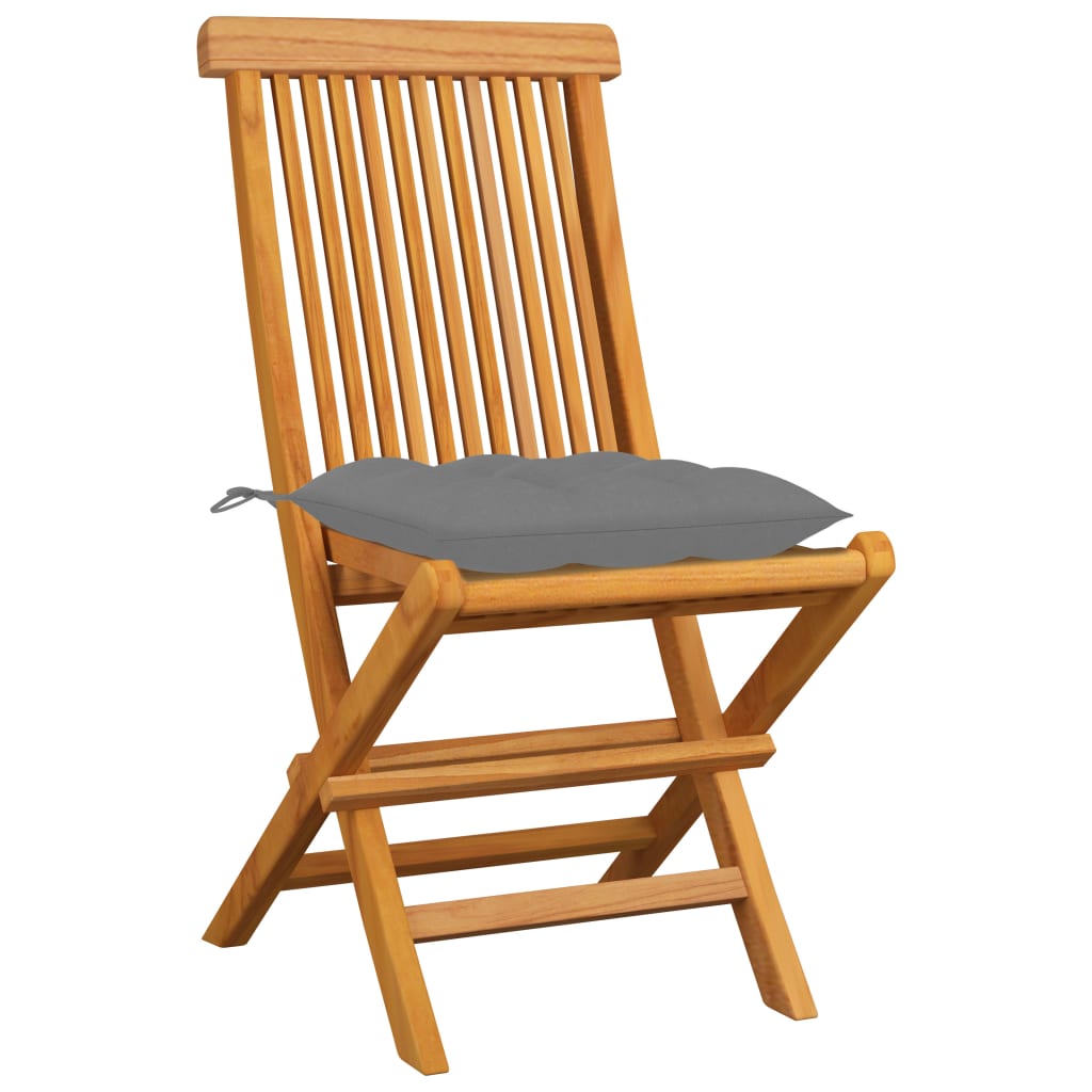 vidaXL Patio Chairs Outdoor Bistro Folding Chair with Cushions Solid Wood Teak-68