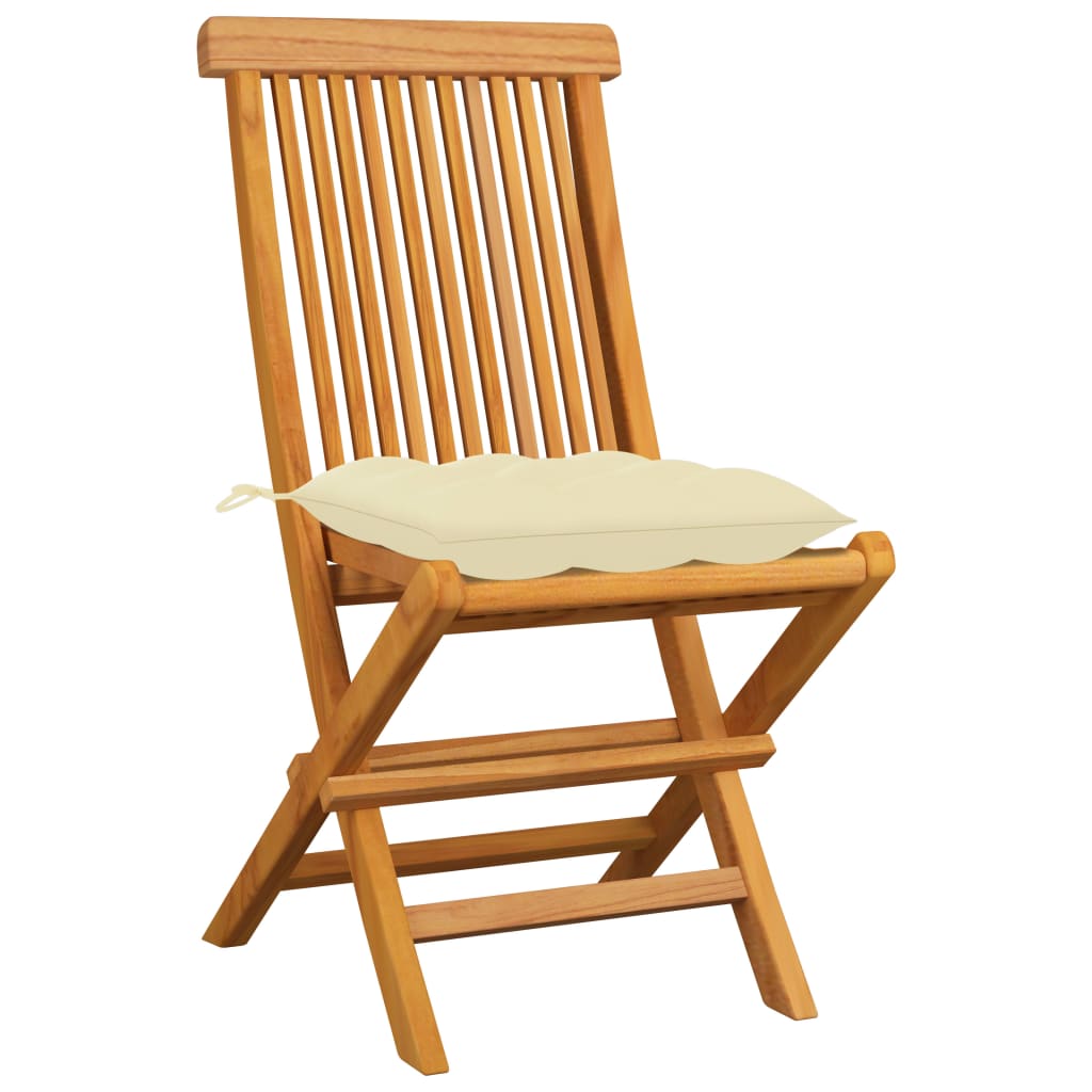 vidaXL Patio Chairs Outdoor Bistro Folding Chair with Cushions Solid Wood Teak-101