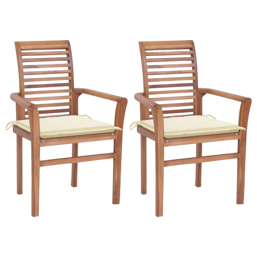 vidaXL Patio Dining Chairs Outdoor Folding Chair with Cushions Solid Wood Teak-14