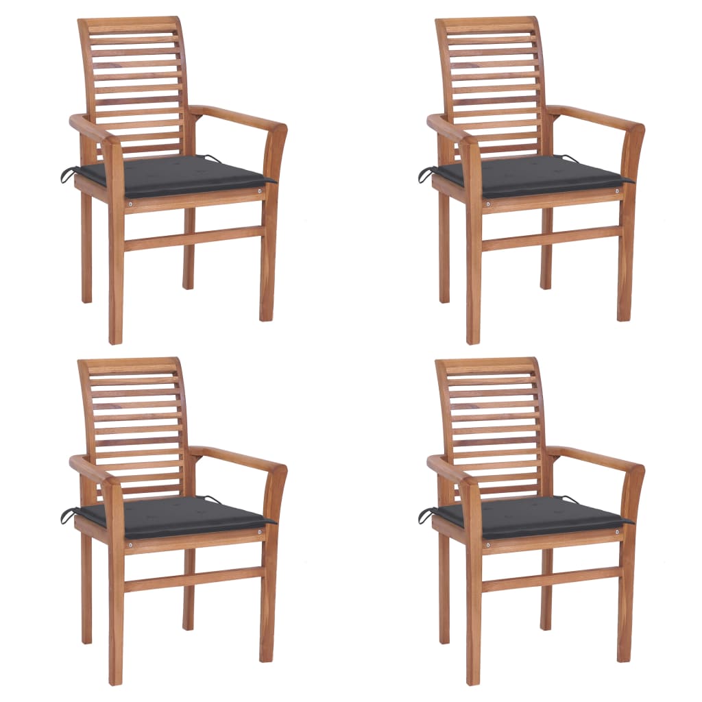 vidaXL Patio Dining Chairs Outdoor Folding Chair with Cushions Solid Wood Teak-6
