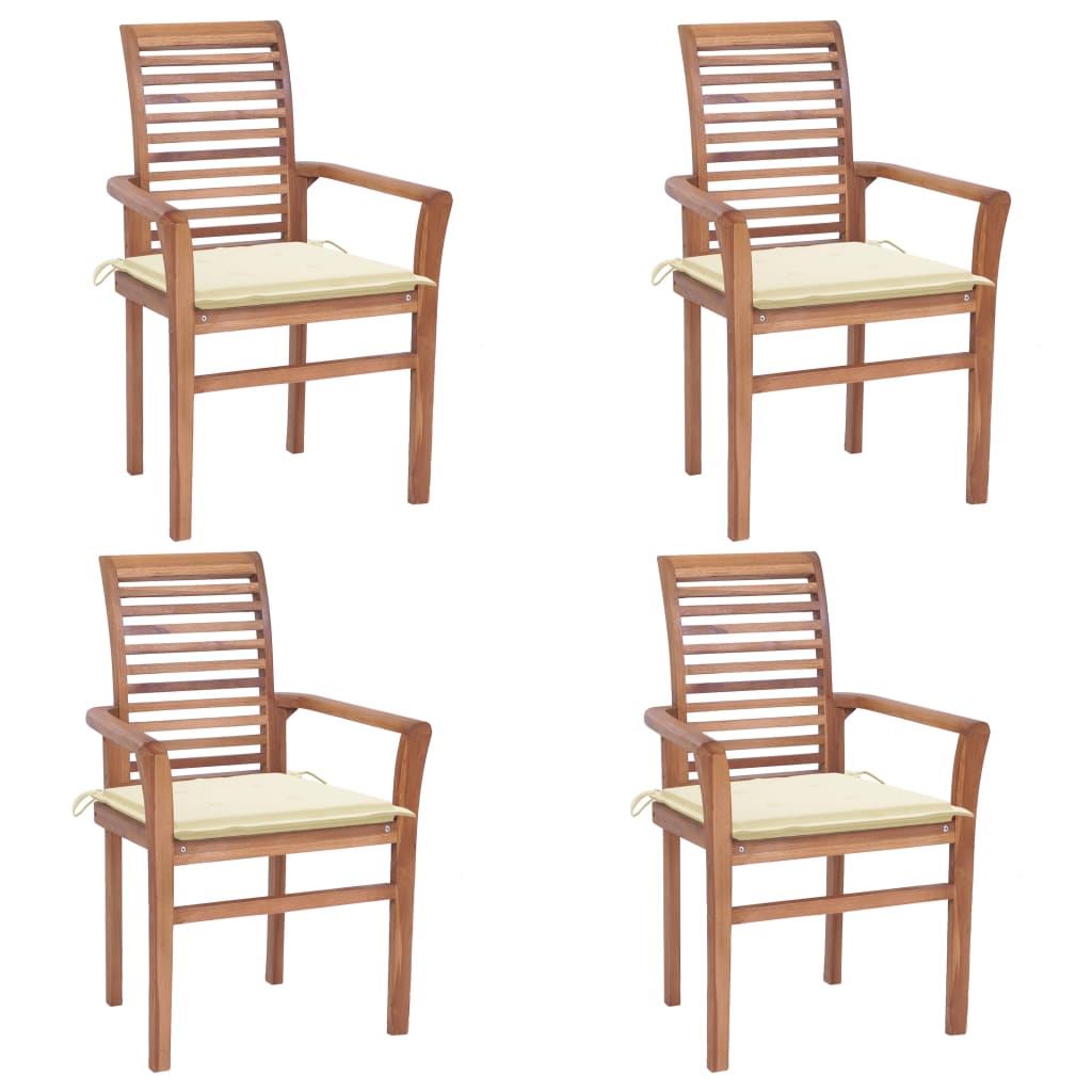 vidaXL Patio Dining Chairs Outdoor Folding Chair with Cushions Solid Wood Teak-3