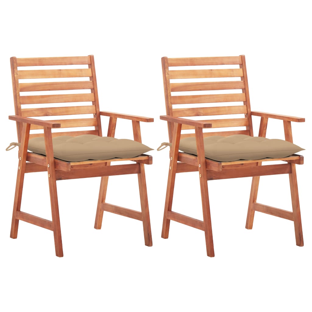 vidaXL Patio Dining Chairs Outdoor Patio Chair with Cushions Solid Wood Acacia-69