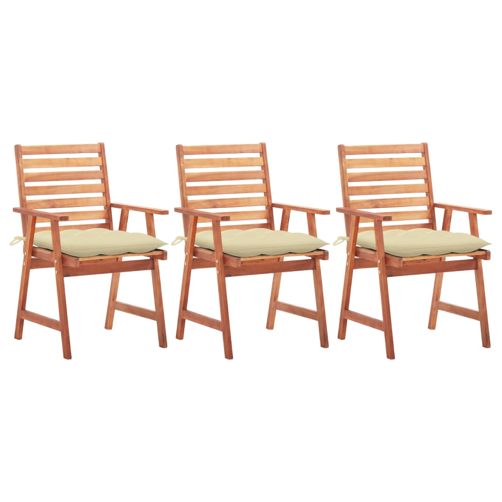 vidaXL Patio Dining Chairs Outdoor Patio Chair with Cushions Solid Wood Acacia-7