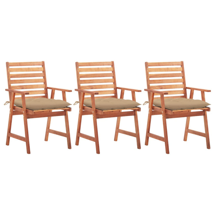 vidaXL Patio Dining Chairs Outdoor Patio Chair with Cushions Solid Wood Acacia-56