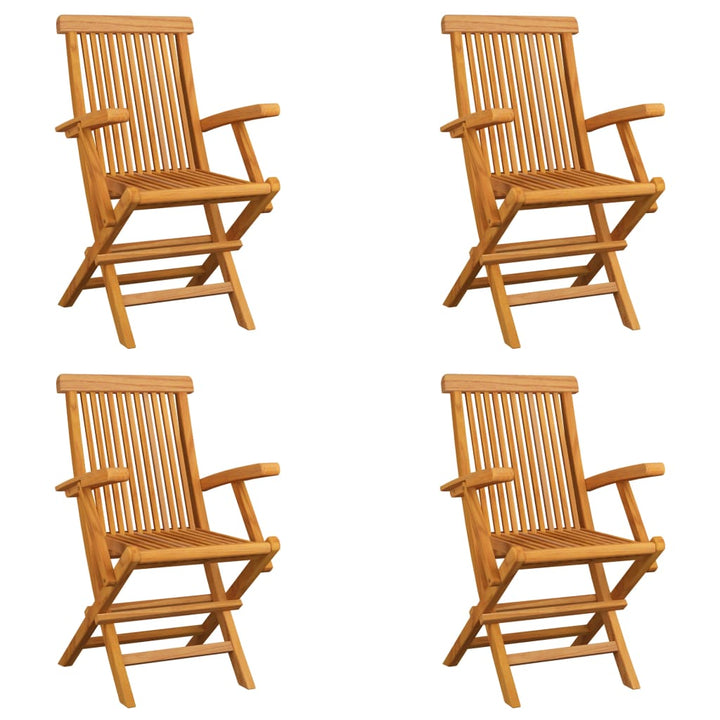 vidaXL Patio Chairs Outdoor Bistro Folding Chair with Armrest Solid Wood Teak-3