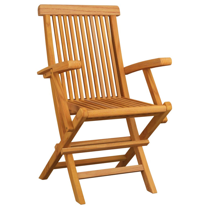 vidaXL Patio Chairs Outdoor Bistro Folding Chair with Armrest Solid Wood Teak-7
