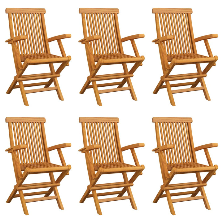 vidaXL Patio Chairs Outdoor Bistro Folding Chair with Armrest Solid Wood Teak-14
