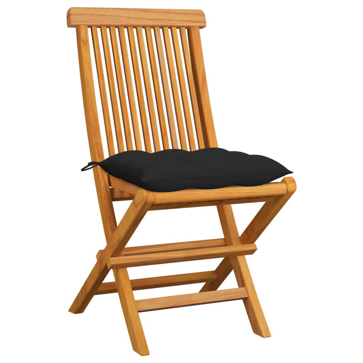 vidaXL Patio Chairs Outdoor Bistro Folding Chair with Cushions Solid Wood Teak-108