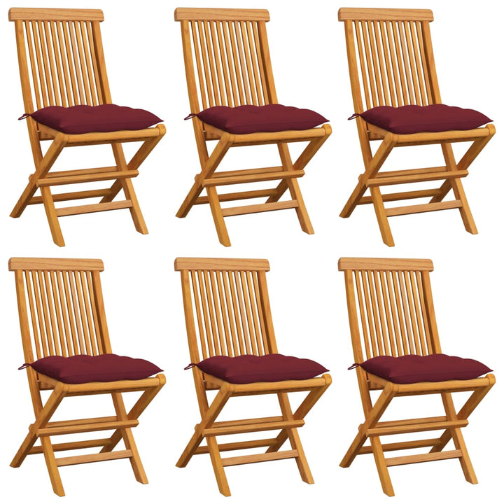 vidaXL Patio Chairs Outdoor Bistro Folding Chair with Cushions Solid Wood Teak-65