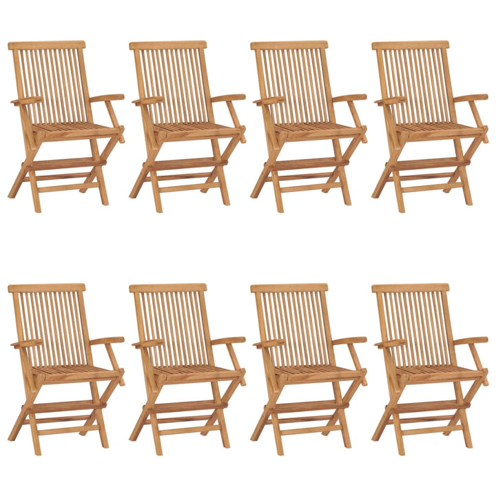 vidaXL Patio Chairs Outdoor Bistro Folding Chair with Armrest Solid Wood Teak-23