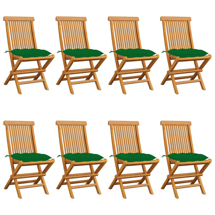 vidaXL Patio Chairs Outdoor Bistro Folding Chair with Cushions Solid Wood Teak-36