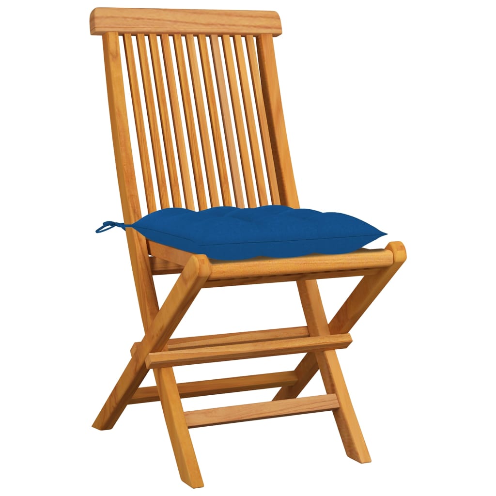 vidaXL Patio Chairs Outdoor Bistro Folding Chair with Cushions Solid Wood Teak-103