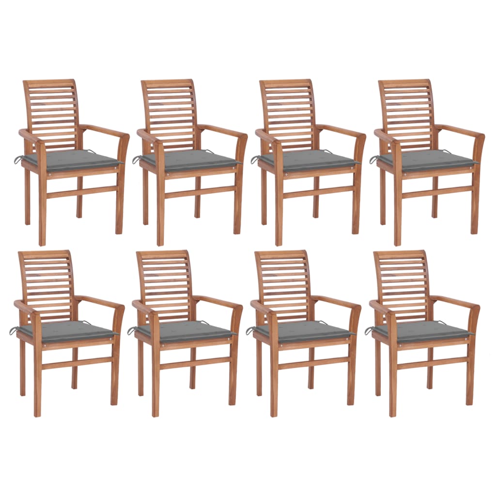 vidaXL Patio Dining Chairs Outdoor Folding Chair with Cushions Solid Wood Teak-21