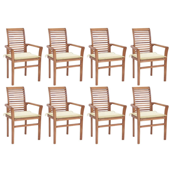 vidaXL Patio Dining Chairs Outdoor Folding Chair with Cushions Solid Wood Teak-2