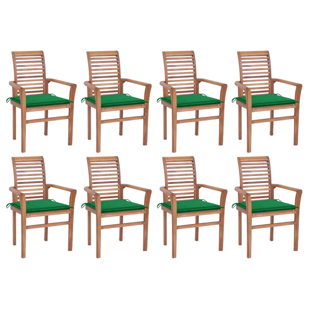 vidaXL Patio Dining Chairs Outdoor Folding Chair with Cushions Solid Wood Teak-5