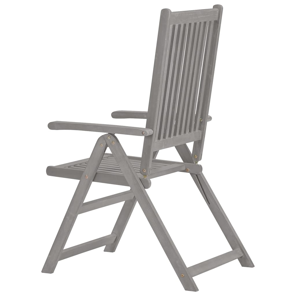 vidaXL Outdoor Recliner Chairs Patio Reclining Chair Gray Solid Wood Acacia-21