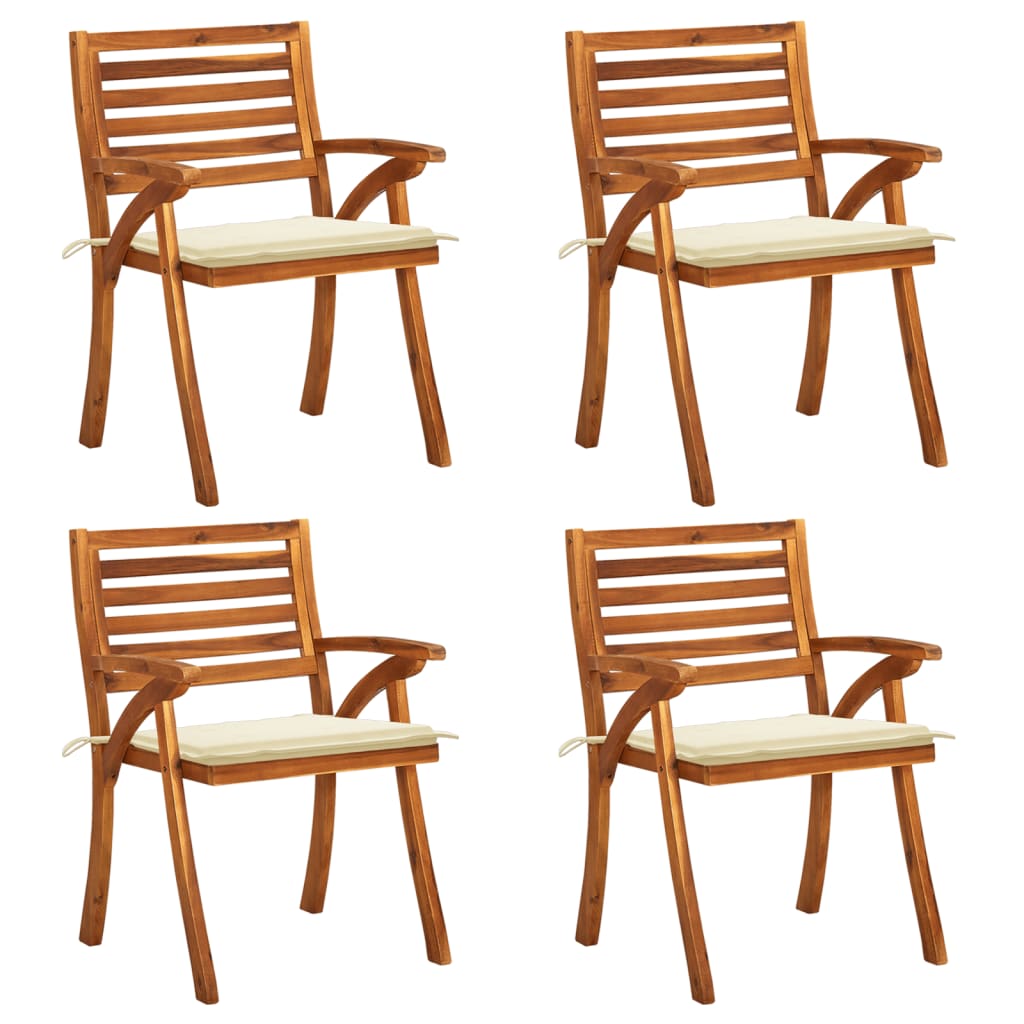 vidaXL Patio Dining Chairs Outdoor Patio Chair with Cushions Solid Wood Acacia-32