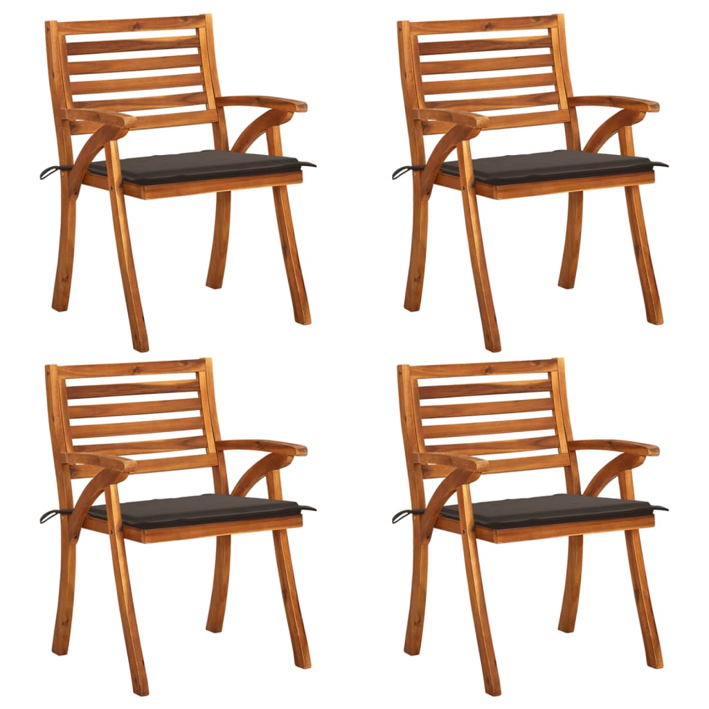 vidaXL Patio Dining Chairs Outdoor Patio Chair with Cushions Solid Wood Acacia-76