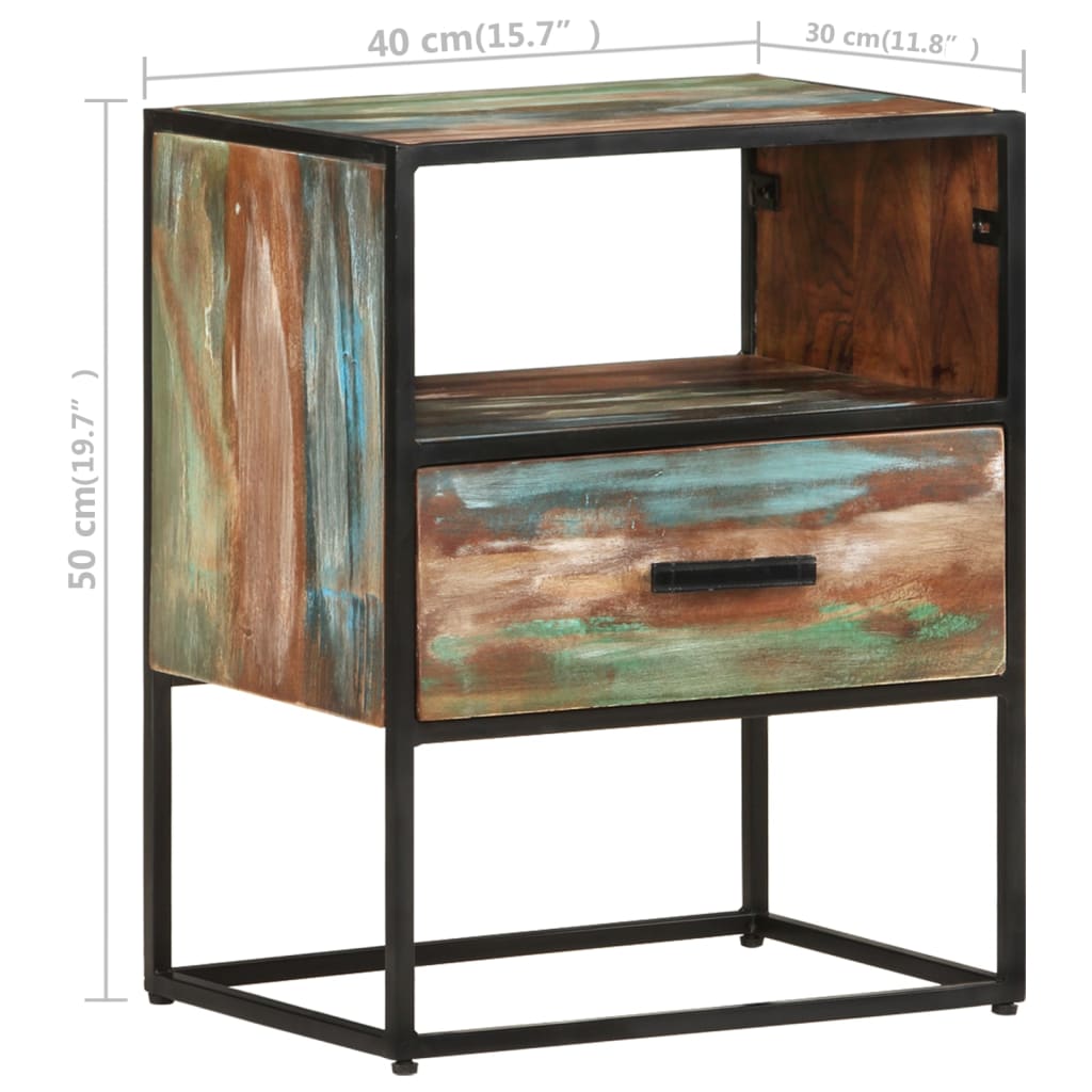 vidaXL Nightstand Storage Bedside Table for Home Bedroom Solid Wood Acacia-13