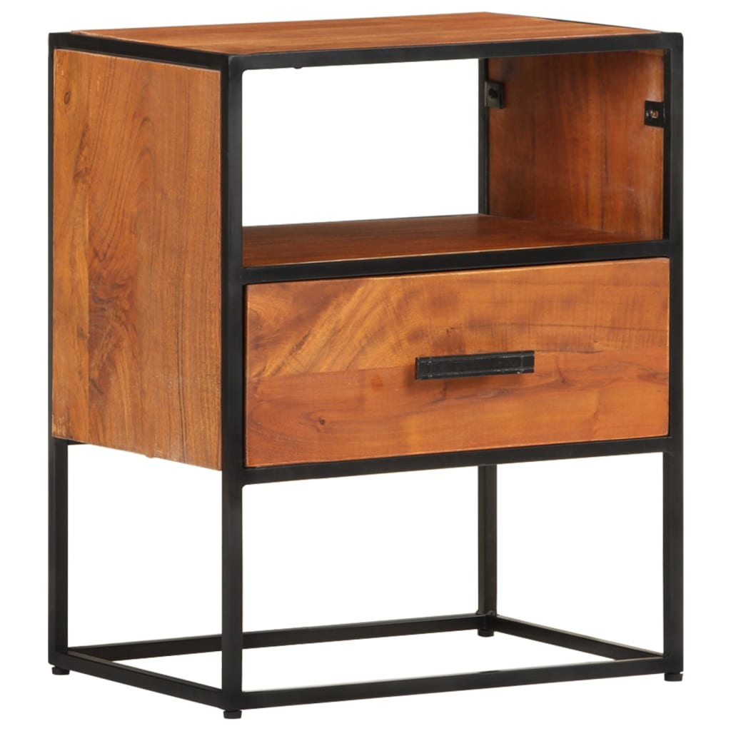 vidaXL Nightstand Storage Bedside Table for Home Bedroom Solid Wood Acacia-2