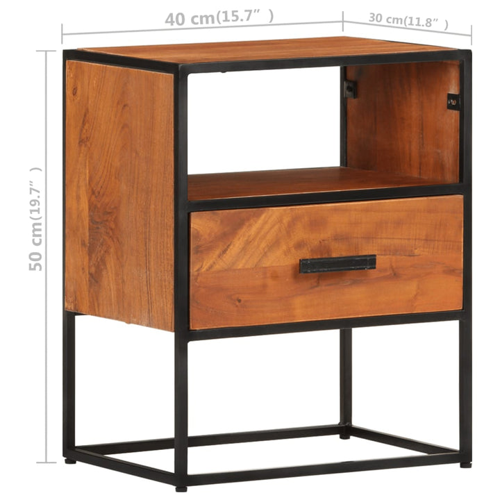 vidaXL Nightstand Storage Bedside Table for Home Bedroom Solid Wood Acacia-5