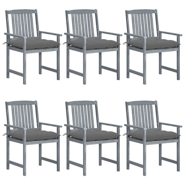 vidaXL Patio Chairs Outdoor Dining Chair with Cushions Gray Solid Wood Acacia-34