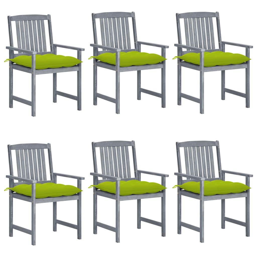 vidaXL Patio Chairs Outdoor Dining Chair with Cushions Gray Solid Wood Acacia-46