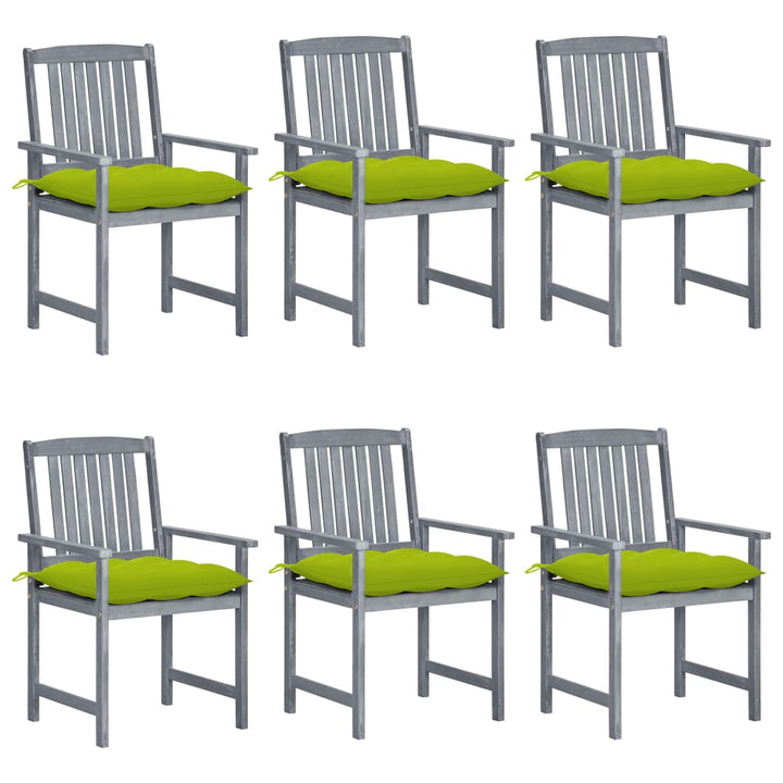 vidaXL Patio Chairs Outdoor Dining Chair with Cushions Gray Solid Wood Acacia-46