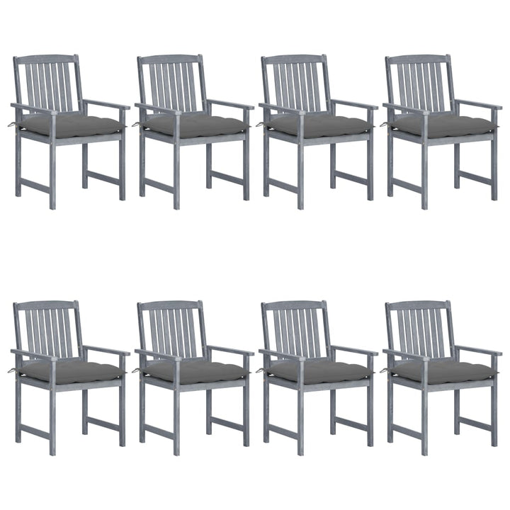 vidaXL Patio Chairs Outdoor Dining Chair with Cushions Gray Solid Wood Acacia-9