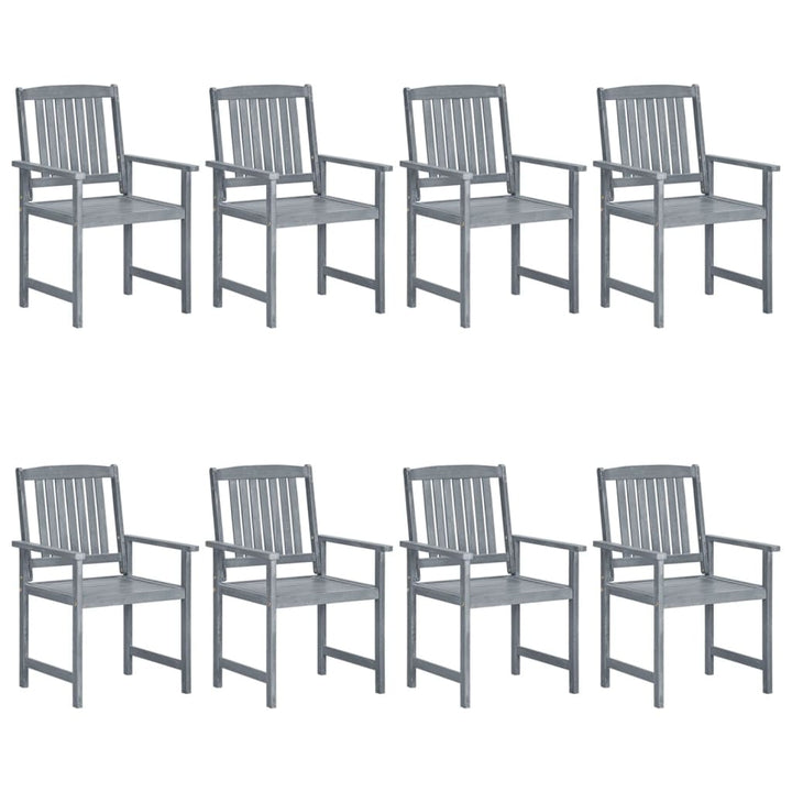 vidaXL Patio Chairs Outdoor Dining Chair with Cushions Gray Solid Wood Acacia-15