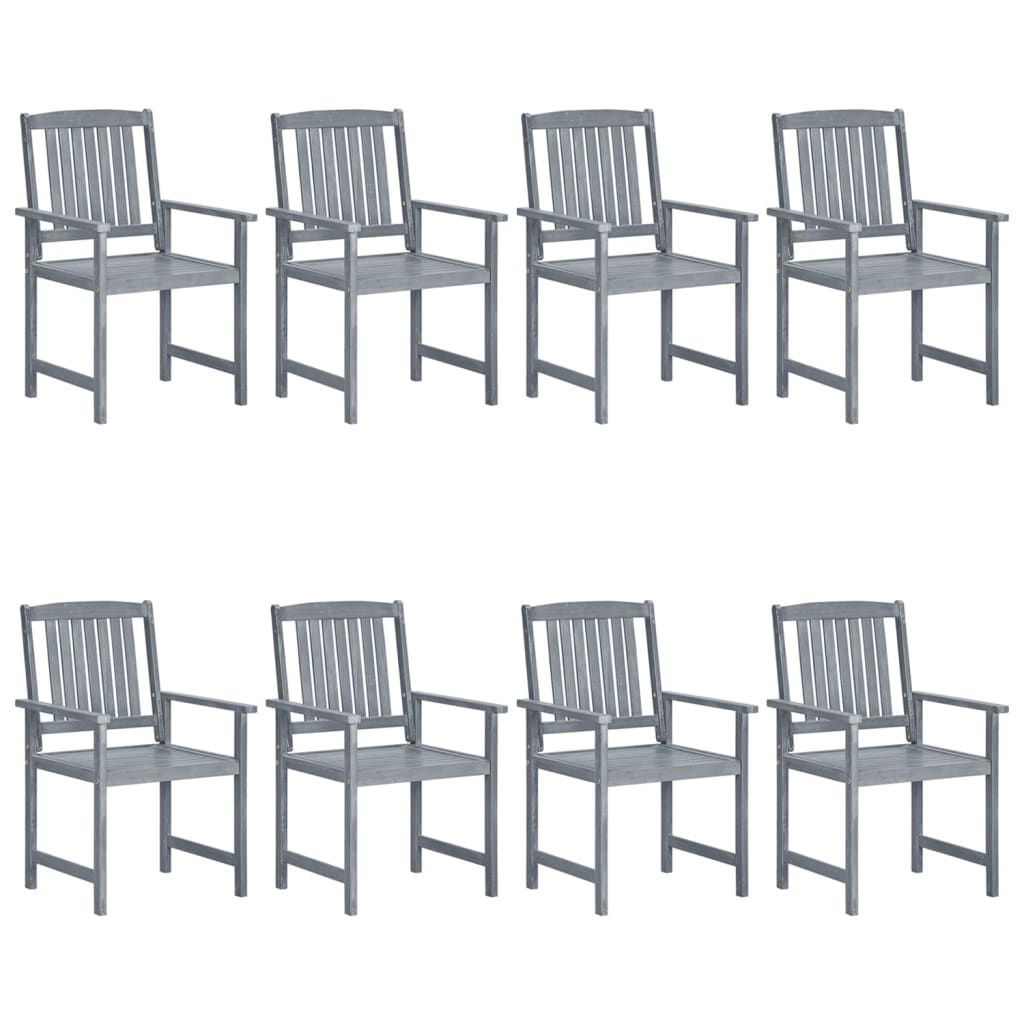 vidaXL Patio Chairs Outdoor Dining Chair with Cushions Gray Solid Wood Acacia-1