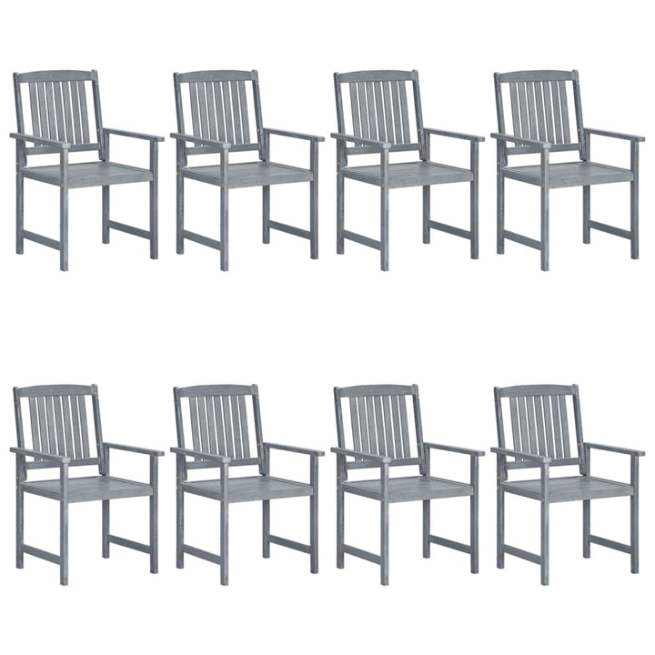 vidaXL Patio Chairs Outdoor Dining Chair with Cushions Gray Solid Wood Acacia-1