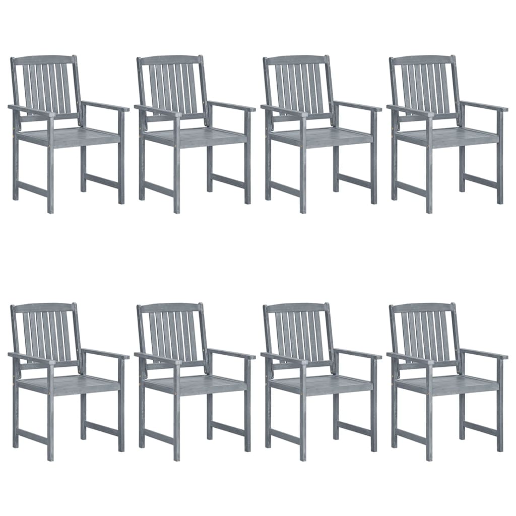 vidaXL Patio Chairs Outdoor Dining Chair with Cushions Gray Solid Wood Acacia-13