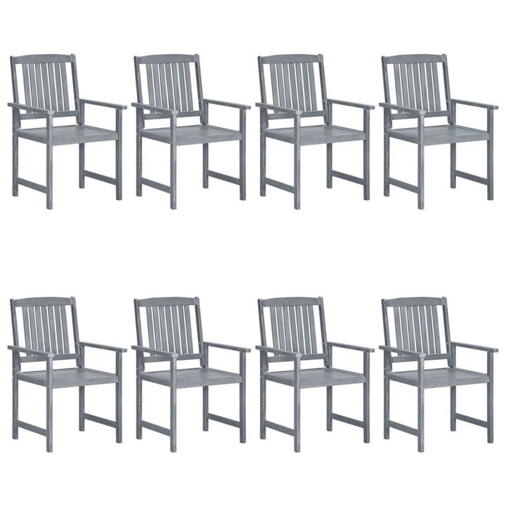 vidaXL Patio Chairs Outdoor Dining Chair with Cushions Gray Solid Wood Acacia-26