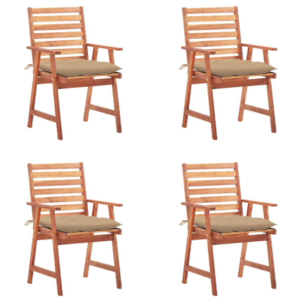 vidaXL Patio Dining Chairs Outdoor Patio Chair with Cushions Solid Wood Acacia-63