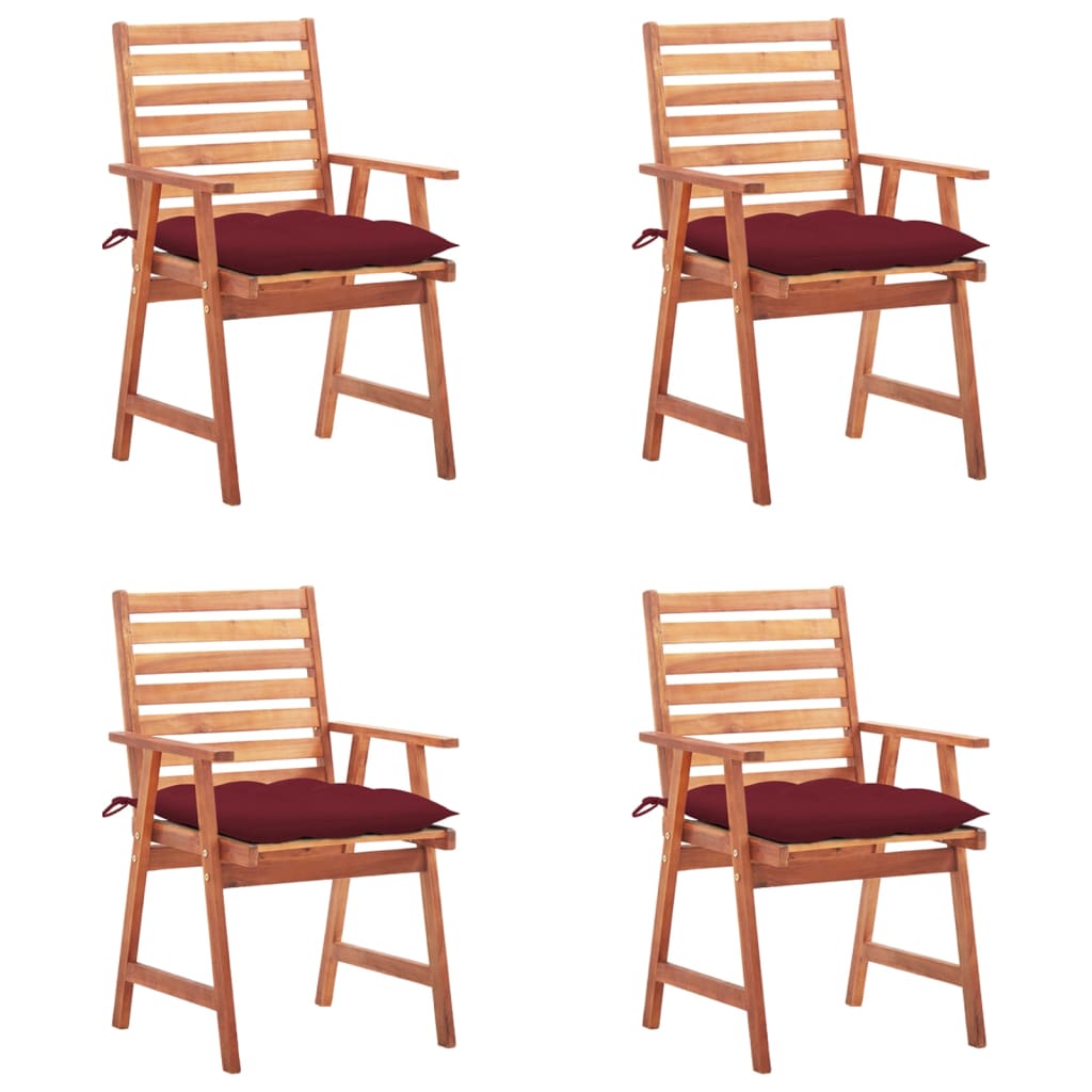 vidaXL Patio Dining Chairs Outdoor Patio Chair with Cushions Solid Wood Acacia-20